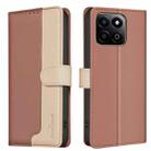 For Honor 200 Smart / X7C Color Matching RFID Anti-theft Leather Phone Case(Brown) - 1