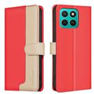 For Honor X8c 4G Color Matching RFID Anti-theft Leather Phone Case(Red) - 1
