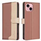 For iPhone 14 / 13 Color Matching RFID Anti-theft Leather Phone Case(Brown) - 1