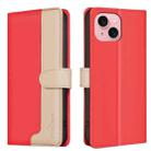 For iPhone 14 / 13 Color Matching RFID Anti-theft Leather Phone Case(Red) - 1