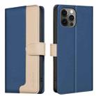 For iPhone 14 Pro Color Matching RFID Anti-theft Leather Phone Case(Blue) - 1