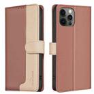 For iPhone 14 Pro Max Color Matching RFID Anti-theft Leather Phone Case(Brown) - 1