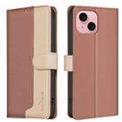 For iPhone 15 Color Matching RFID Anti-theft Leather Phone Case(Brown) - 1