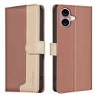 For iPhone 16 Color Matching RFID Anti-theft Leather Phone Case(Brown) - 1