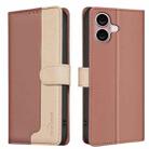 For iPhone 16 Plus Color Matching RFID Anti-theft Leather Phone Case(Brown) - 1