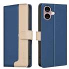 For iPhone 16 Plus Color Matching RFID Anti-theft Leather Phone Case(Blue) - 1