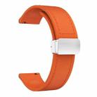 20mm Magnetic Silver Buckle Silicone Leather Watch Band(Orange) - 2