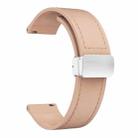 20mm Magnetic Silver Buckle Silicone Leather Watch Band(Pink) - 2