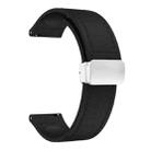 20mm Magnetic Silver Buckle Silicone Leather Watch Band(Black) - 2