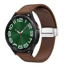 20mm Magnetic Silver Buckle Silicone Leather Watch Band(Dark Brown) - 1