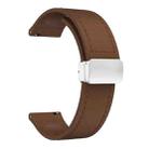 20mm Magnetic Silver Buckle Silicone Leather Watch Band(Dark Brown) - 2