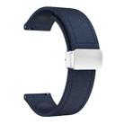 20mm Magnetic Silver Buckle Silicone Leather Watch Band(Midnight Blue) - 2