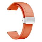22mm Magnetic Silver Buckle Silicone Leather Watch Band(Orange) - 2