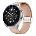 22mm Magnetic Silver Buckle Silicone Leather Watch Band(Pink) - 1