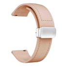 22mm Magnetic Silver Buckle Silicone Leather Watch Band(Pink) - 2