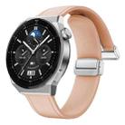 22mm Magnetic Silver Buckle Silicone Leather Watch Band(Pink) - 3