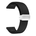 22mm Magnetic Silver Buckle Silicone Leather Watch Band(Black) - 2