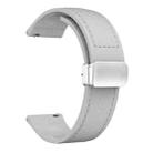 22mm Magnetic Silver Buckle Silicone Leather Watch Band(Grey) - 2