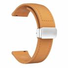 22mm Magnetic Silver Buckle Silicone Leather Watch Band(Light Brown) - 2
