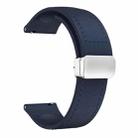22mm Magnetic Silver Buckle Silicone Leather Watch Band(Midnight Blue) - 2