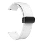 20mm Magnetic Black Buckle Silicone Leather Watch Band(White) - 2