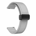 20mm Magnetic Black Buckle Silicone Leather Watch Band(Grey) - 2