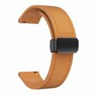 20mm Magnetic Black Buckle Silicone Leather Watch Band(Light Brown) - 2