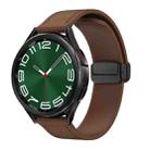20mm Magnetic Black Buckle Silicone Leather Watch Band(Dark Brown) - 1