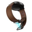 20mm Magnetic Black Buckle Silicone Leather Watch Band(Dark Brown) - 3