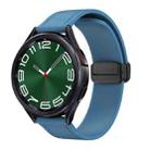 20mm Magnetic Black Buckle Silicone Leather Watch Band(Blue) - 1