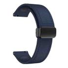 20mm Magnetic Black Buckle Silicone Leather Watch Band(Midnight Blue) - 2