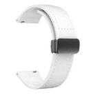 22mm Magnetic Black Buckle Silicone Leather Watch Band(White) - 2