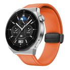 22mm Magnetic Black Buckle Silicone Leather Watch Band(Orange) - 1