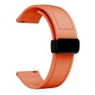 22mm Magnetic Black Buckle Silicone Leather Watch Band(Orange) - 2