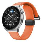 22mm Magnetic Black Buckle Silicone Leather Watch Band(Orange) - 3