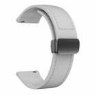 22mm Magnetic Black Buckle Silicone Leather Watch Band(Grey) - 2