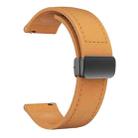 22mm Magnetic Black Buckle Silicone Leather Watch Band(Light Brown) - 2