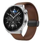22mm Magnetic Black Buckle Silicone Leather Watch Band(Dark Brown) - 1