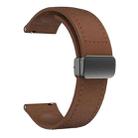 22mm Magnetic Black Buckle Silicone Leather Watch Band(Dark Brown) - 2