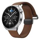22mm Magnetic Black Buckle Silicone Leather Watch Band(Dark Brown) - 3