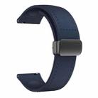 22mm Magnetic Black Buckle Silicone Leather Watch Band(Midnight Blue) - 2