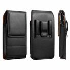 For 6.2-6.5 inch Vertical Style Lamb Texture Wear-resistant Card Slot Waist Bag Leather Phone Case(Black) - 1