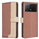 For Xiaomi Poco X6 Pro / Redmi K70E Color Matching RFID Anti-theft Leather Phone Case(Brown) - 1