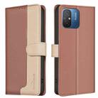 For Xiaomi Poco C55 / Redmi 12C Color Matching RFID Anti-theft Leather Phone Case(Brown) - 1