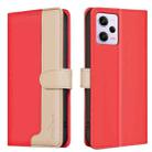 For Xiaomi Poco X5 Pro Color Matching RFID Anti-theft Leather Phone Case(Red) - 1