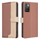 For Xiaomi Redmi 10 2022 / Note 11 4G Color Matching RFID Anti-theft Leather Phone Case(Brown) - 1