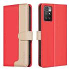 For Xiaomi Redmi 10 2022 / Note 11 4G Color Matching RFID Anti-theft Leather Phone Case(Red) - 1