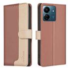 For Xiaomi Redmi 13C Color Matching RFID Anti-theft Leather Phone Case(Brown) - 1