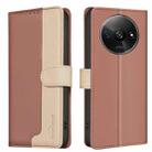 For Xiaomi Redmi A3 Color Matching RFID Anti-theft Leather Phone Case(Brown) - 1