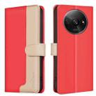 For Xiaomi Redmi A3 Color Matching RFID Anti-theft Leather Phone Case(Red) - 1